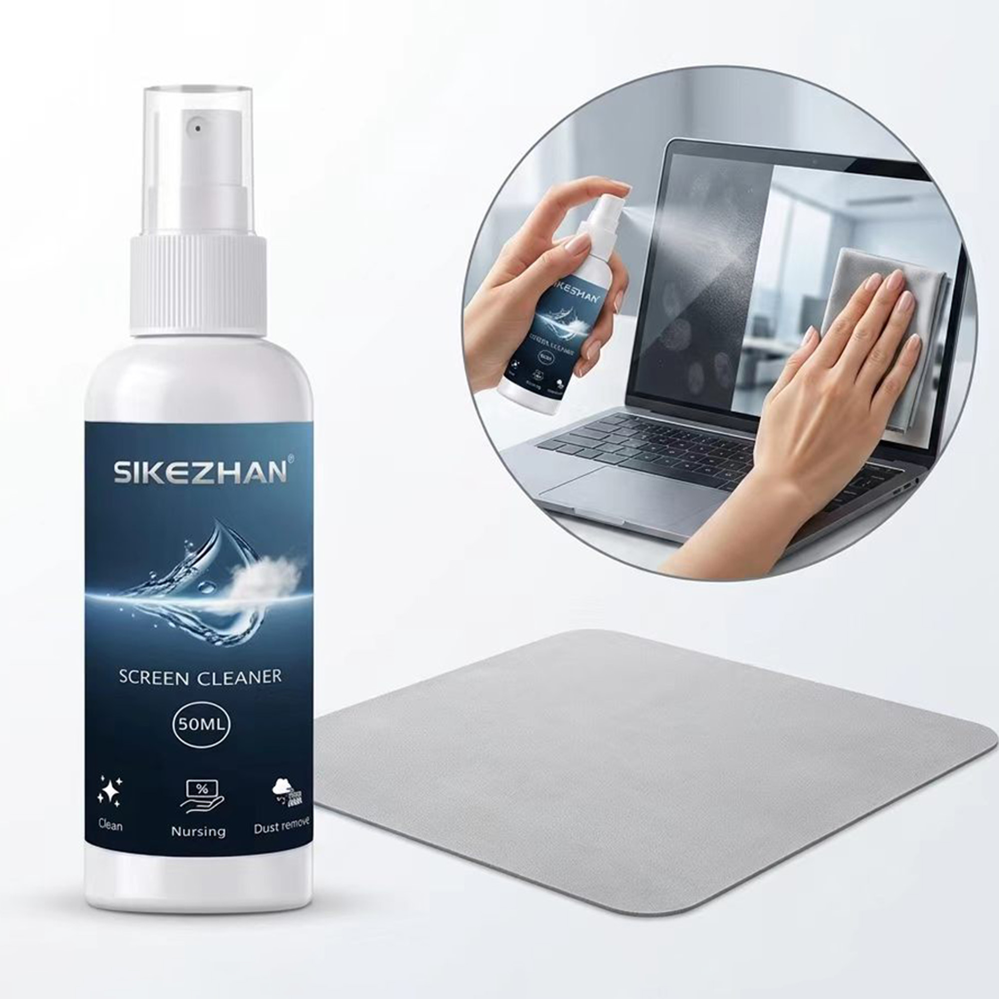 Monitor Cleaning Kit - SIKEZHAN Bildschirmreiniger-Spray, 50 ml, Kit mit
