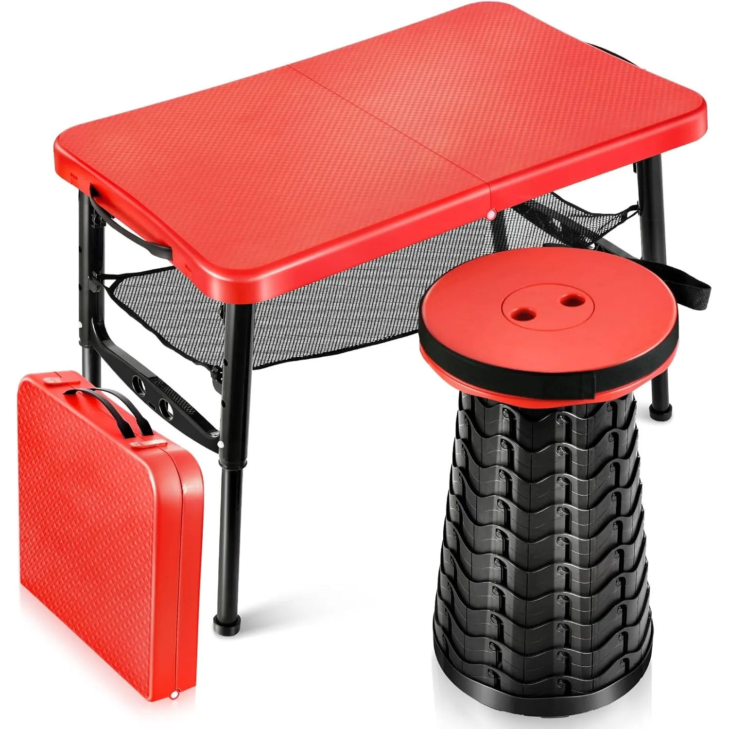 Desk Setup Maker - Ausziehbarer Klapptisch und Hocker-Set, tragbarer Camping-Klapptisch